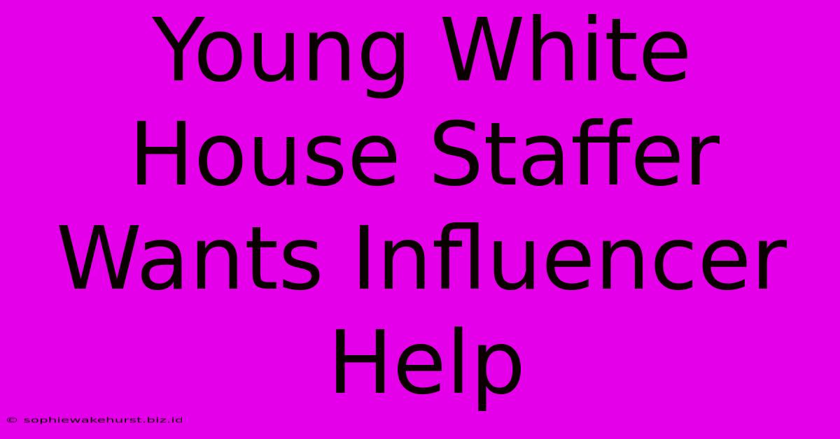 Young White House Staffer Wants Influencer Help